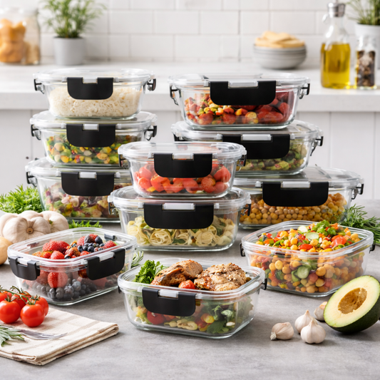 12-Piece Airtight Glass Food Storage Containers with Clip Lock Lids