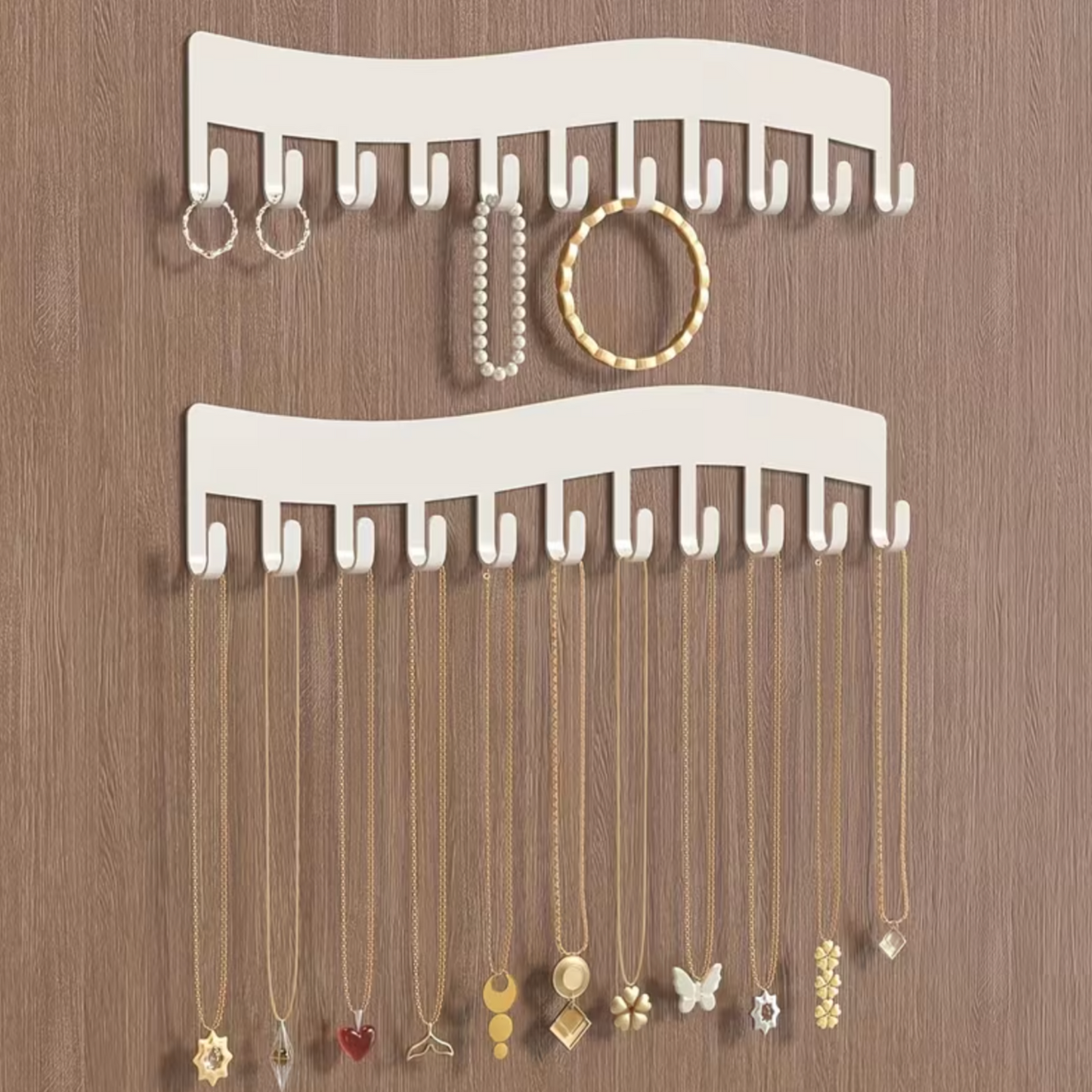 11-Hook Self-Adhesive Metal Jewellery Hook - 2 Pack