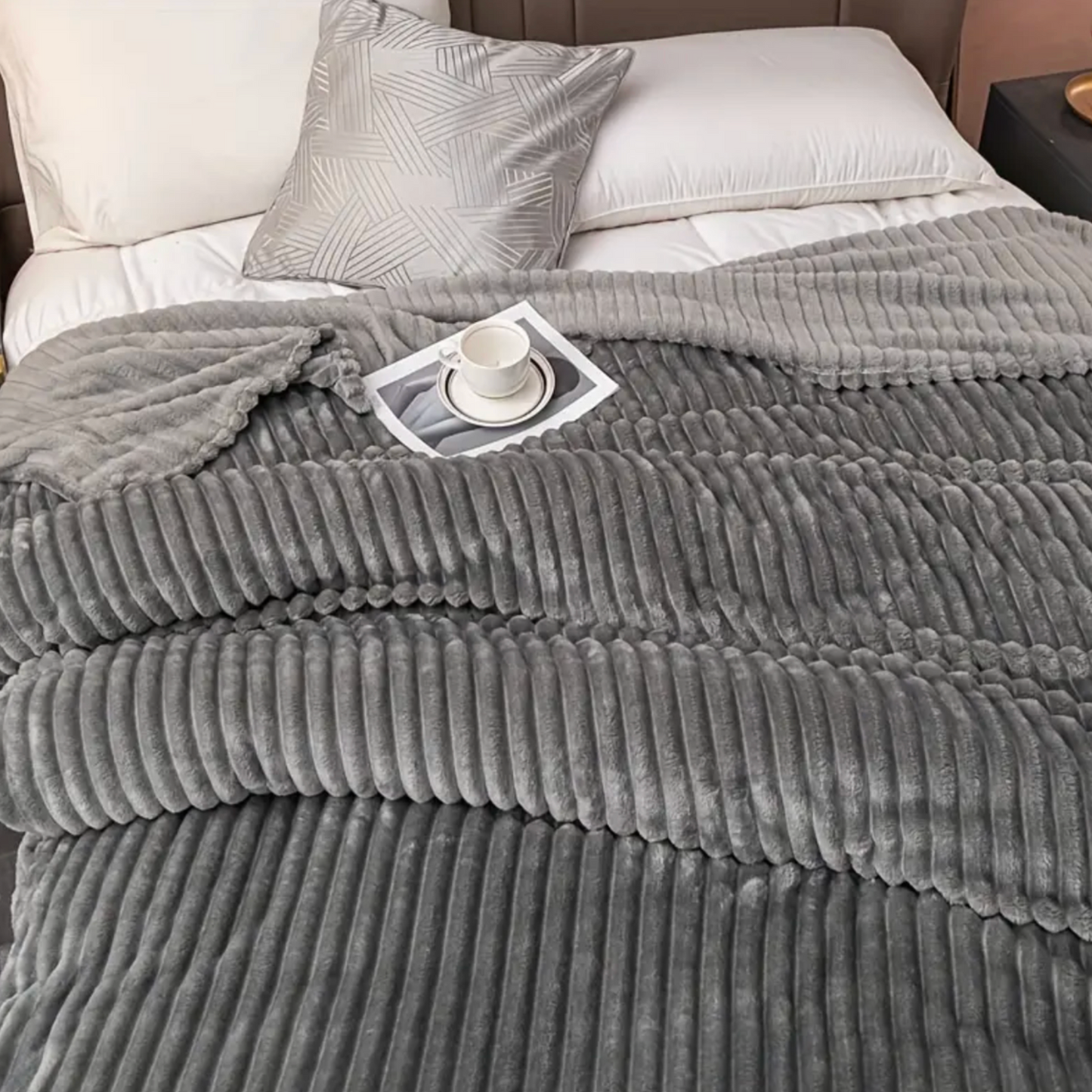 Studio House Ultra Plush Ribbed Blanket for Bed & Couch - 230 x 200cm