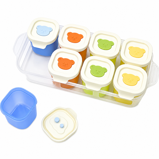 Freezer-Safe Silicone Food Prep Storage Containers with Tray