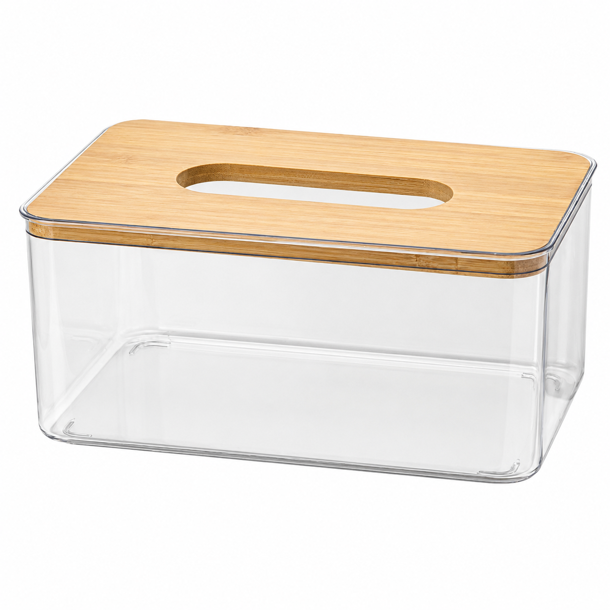 Acrylic Tissue Box with Natural Bamboo Lid