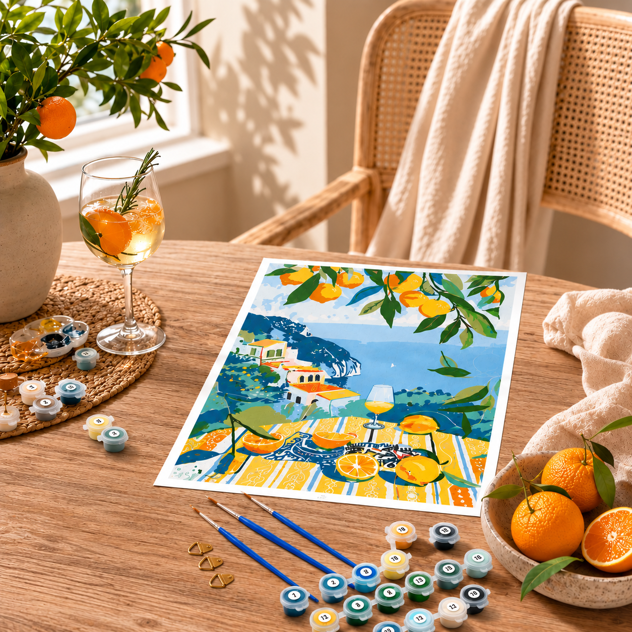Set of 6 Paint by Numbers Canvas Kit - Amalfi Citrus (30 x 20cm)