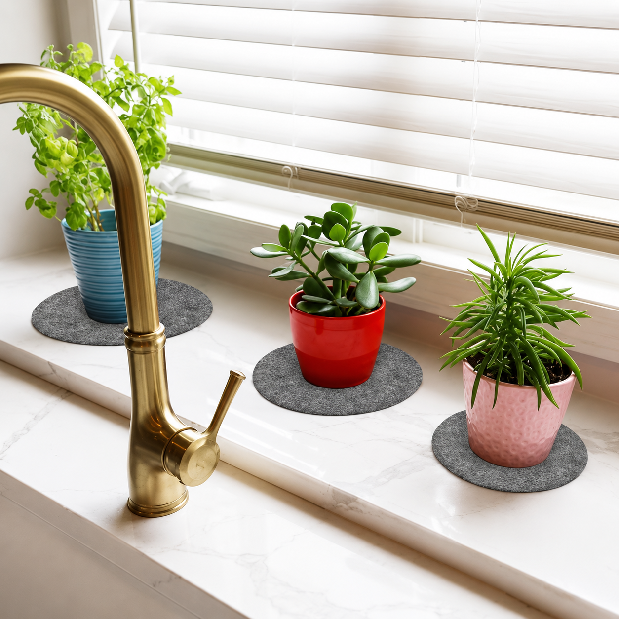 Protective Felt Plant Pot Coasters - Set of 6