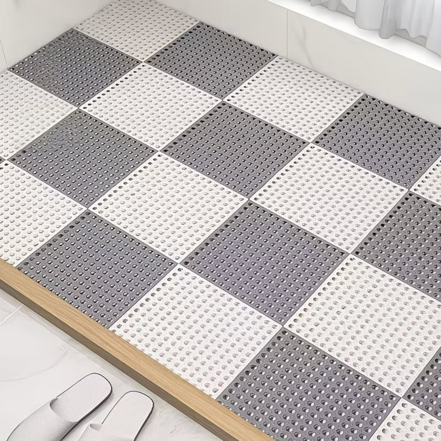 Anti-Slip Interlocking Shower Mat Tiles - 4 Pack