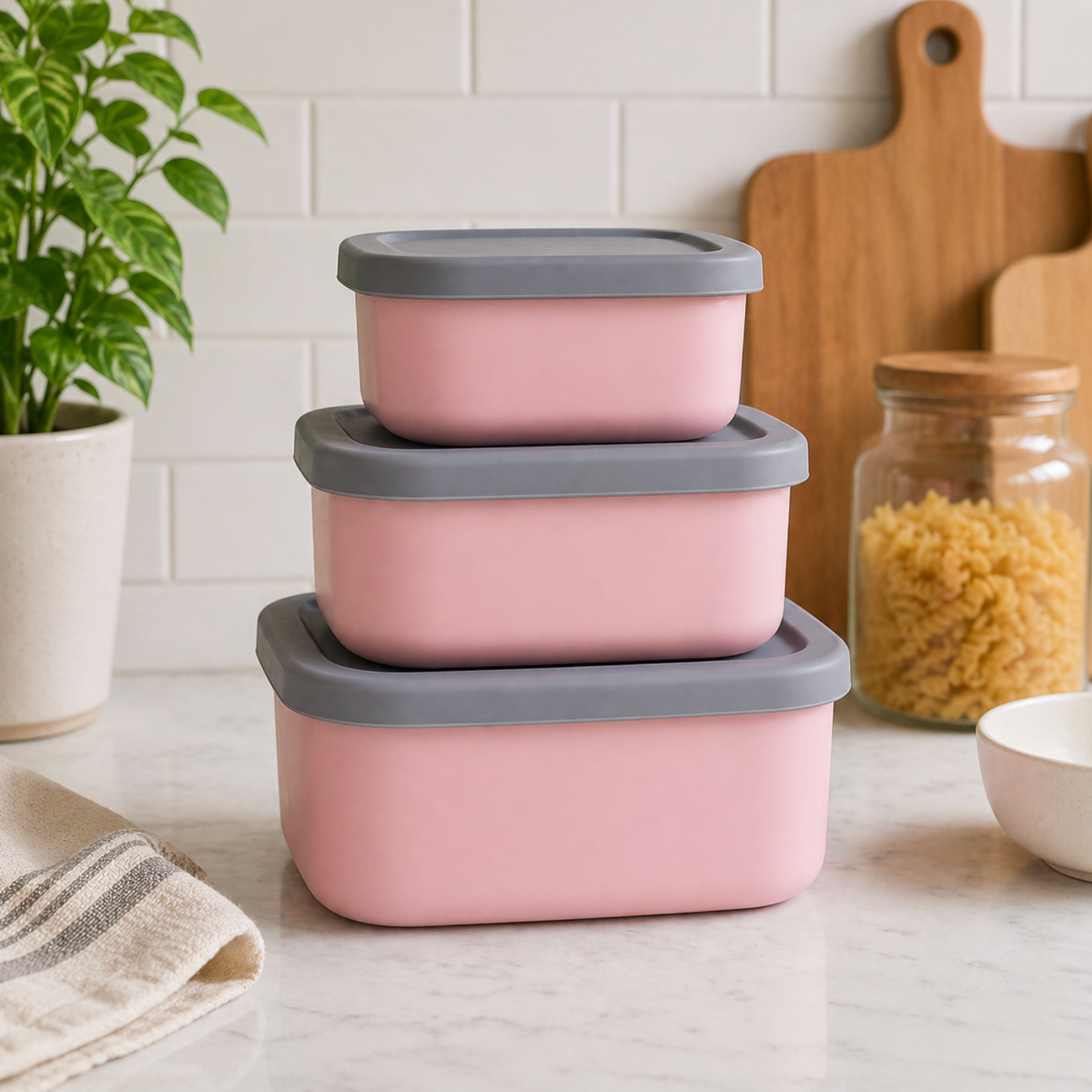 3-Piece Stackable Silicone Food Storage Container Set
