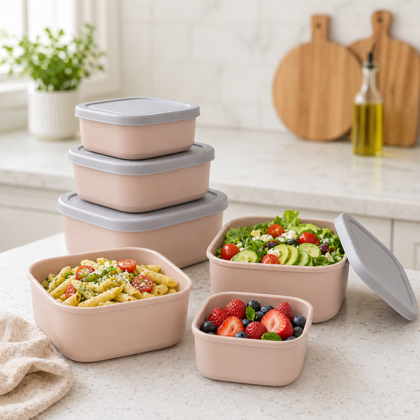 3-Piece Stackable Silicone Food Storage Container Set