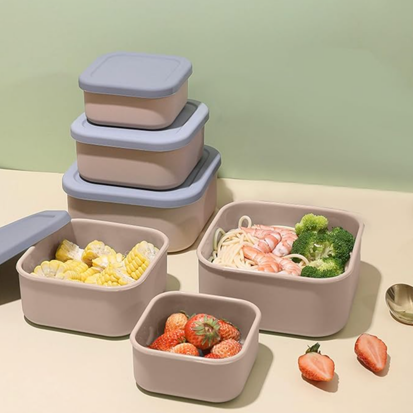 3-Piece Stackable Silicone Food Storage Container Set