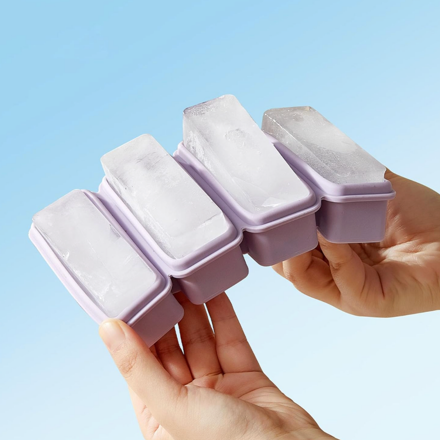 4-Compartment Silicone Ice-Bar Tray with Lid