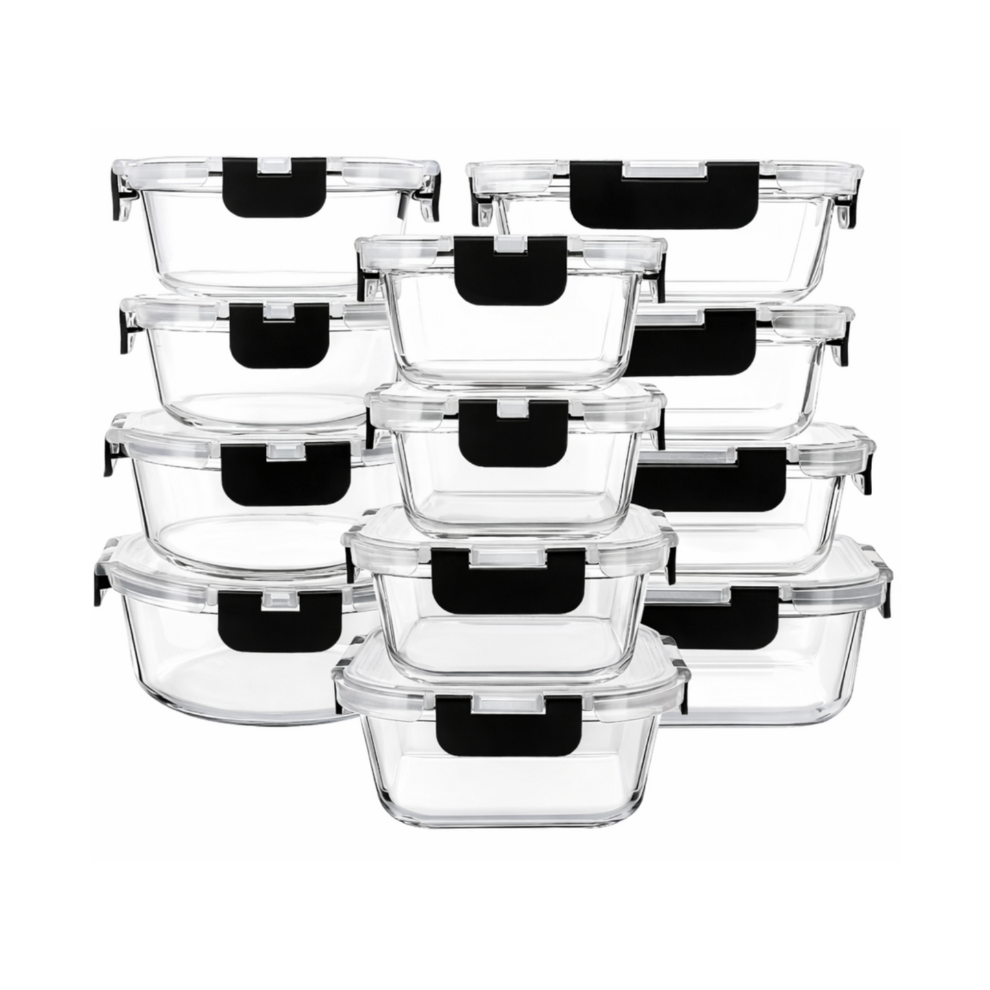 12-Piece Airtight Glass Food Storage Containers with Clip Lock Lids
