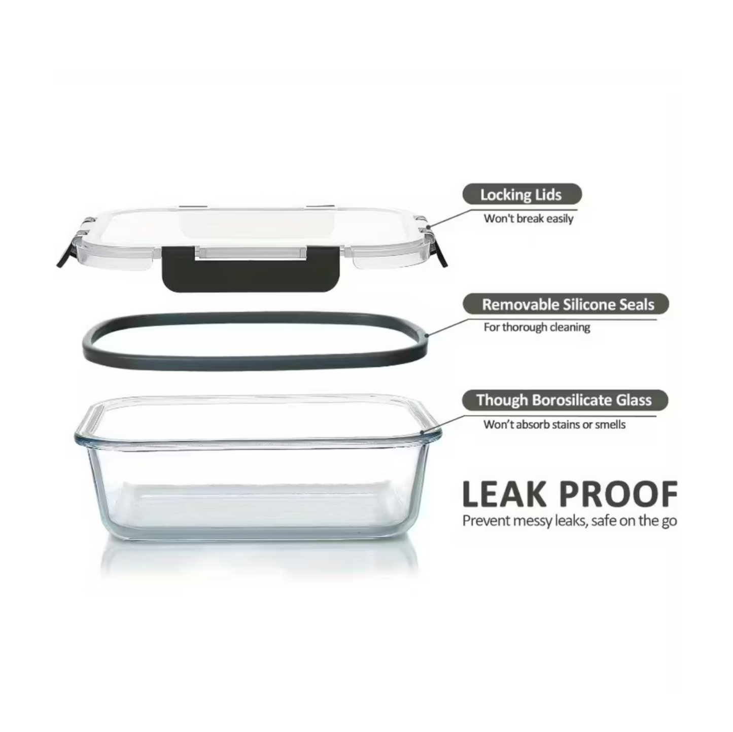 12-Piece Airtight Glass Food Storage Containers with Clip Lock Lids