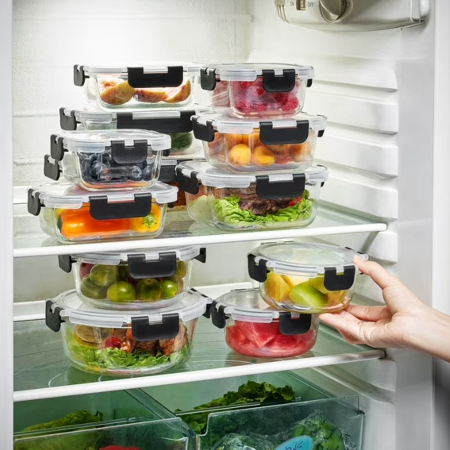 12-Piece Airtight Glass Food Storage Containers with Clip Lock Lids