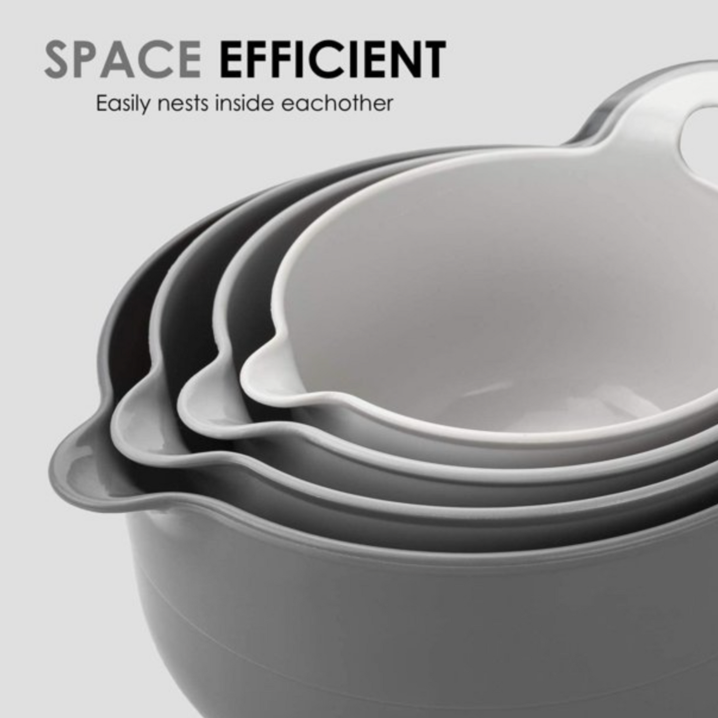 4-Piece Nesting Mixing Bowl Set with Pour Spout & Handles