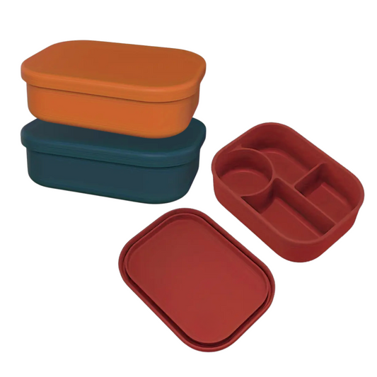 3-Piece Silicone 4-Compartment Food Container Set