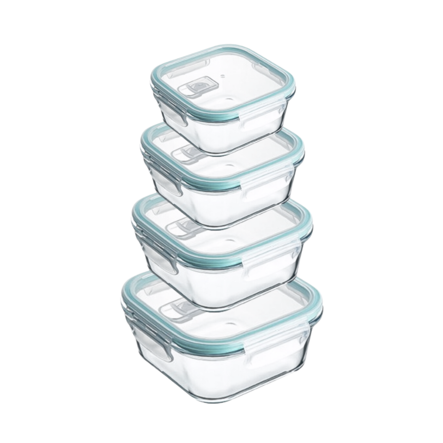 Set of 4 Leak-Proof Glass Food Containers - Square