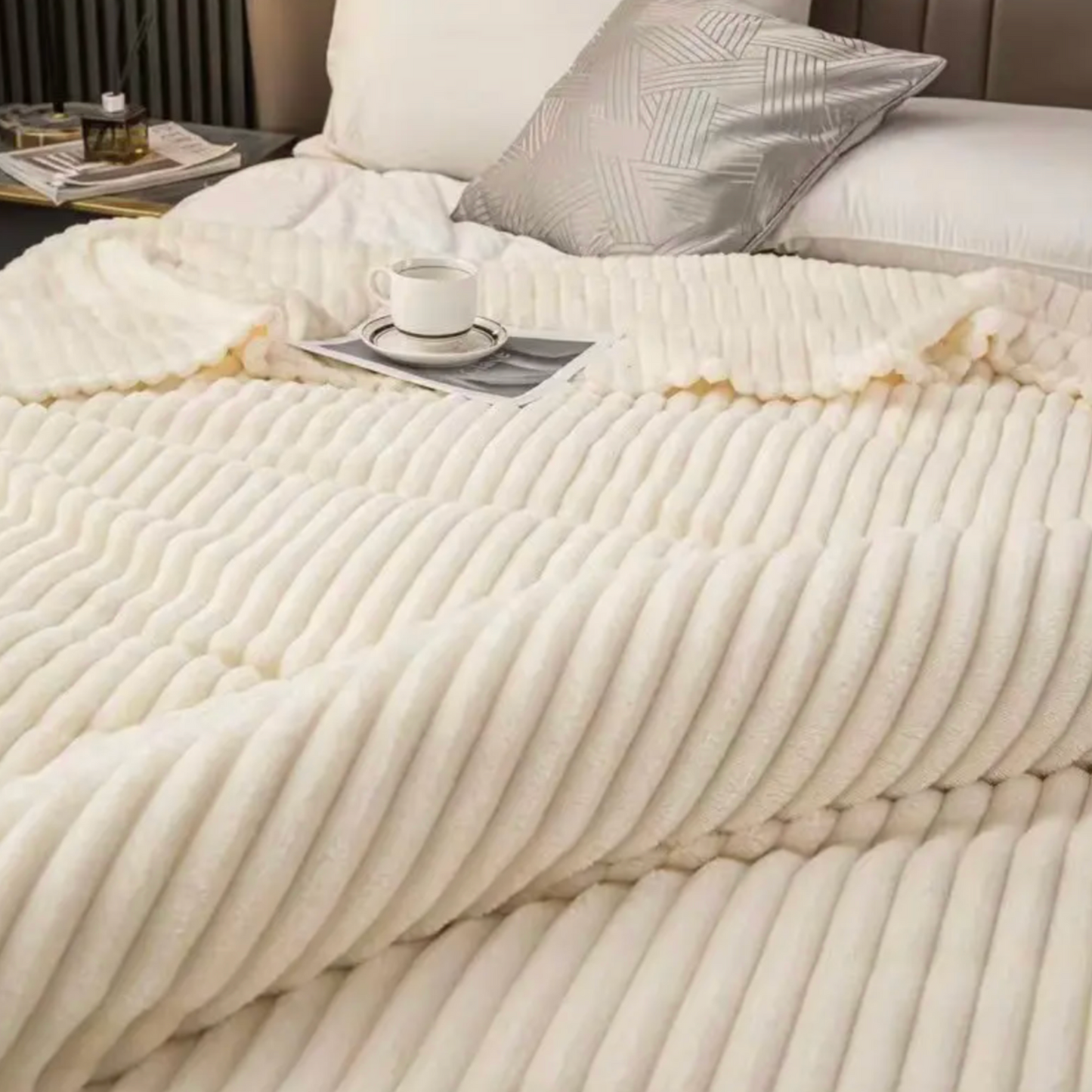 Studio House Ultra Plush Ribbed Blanket for Bed & Couch - 230 x 200cm