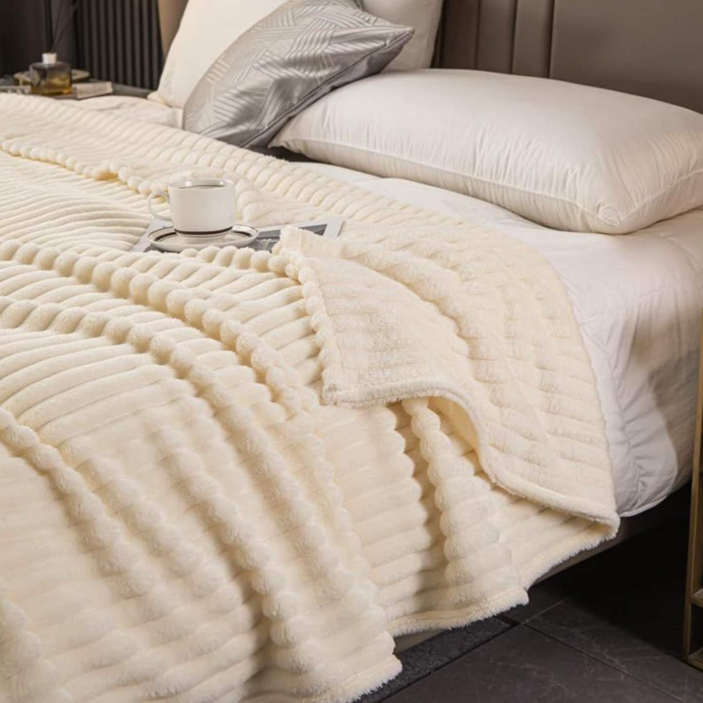 Studio House Ultra Plush Ribbed Blanket for Bed & Couch - 230 x 200cm