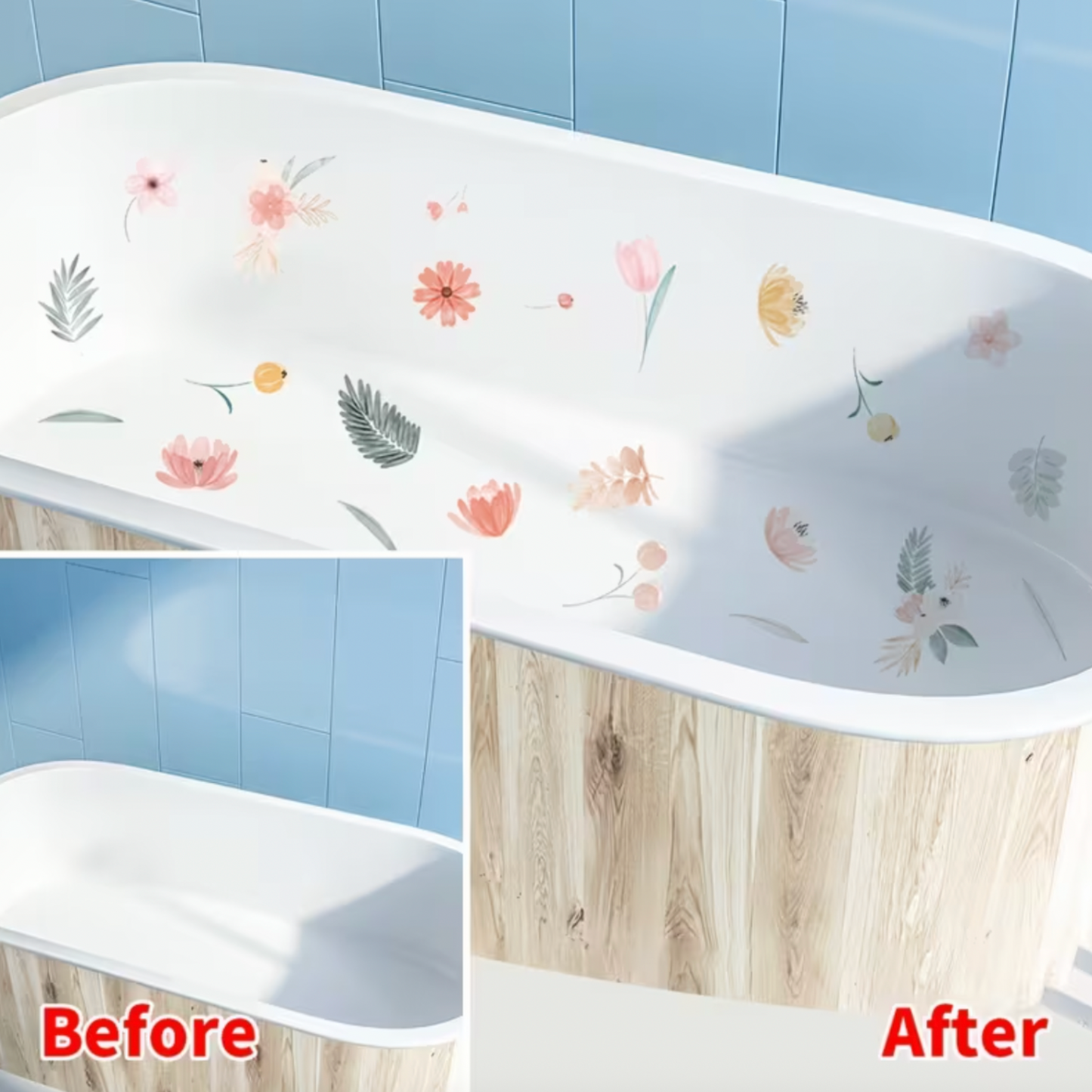 Non-Slip Floral Bath Sticker Set