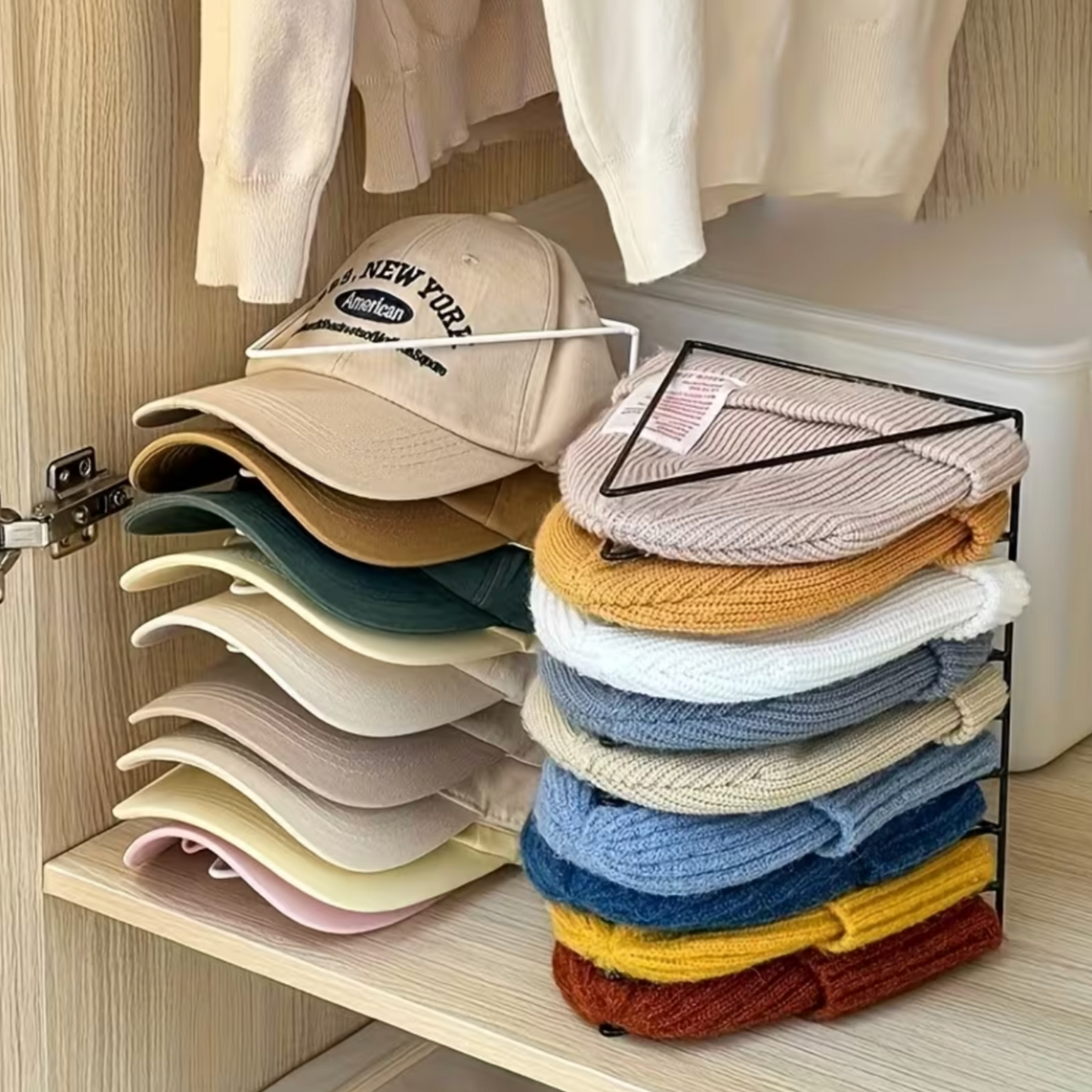 9-Slot Metal Cap & Beanie Organiser Rack