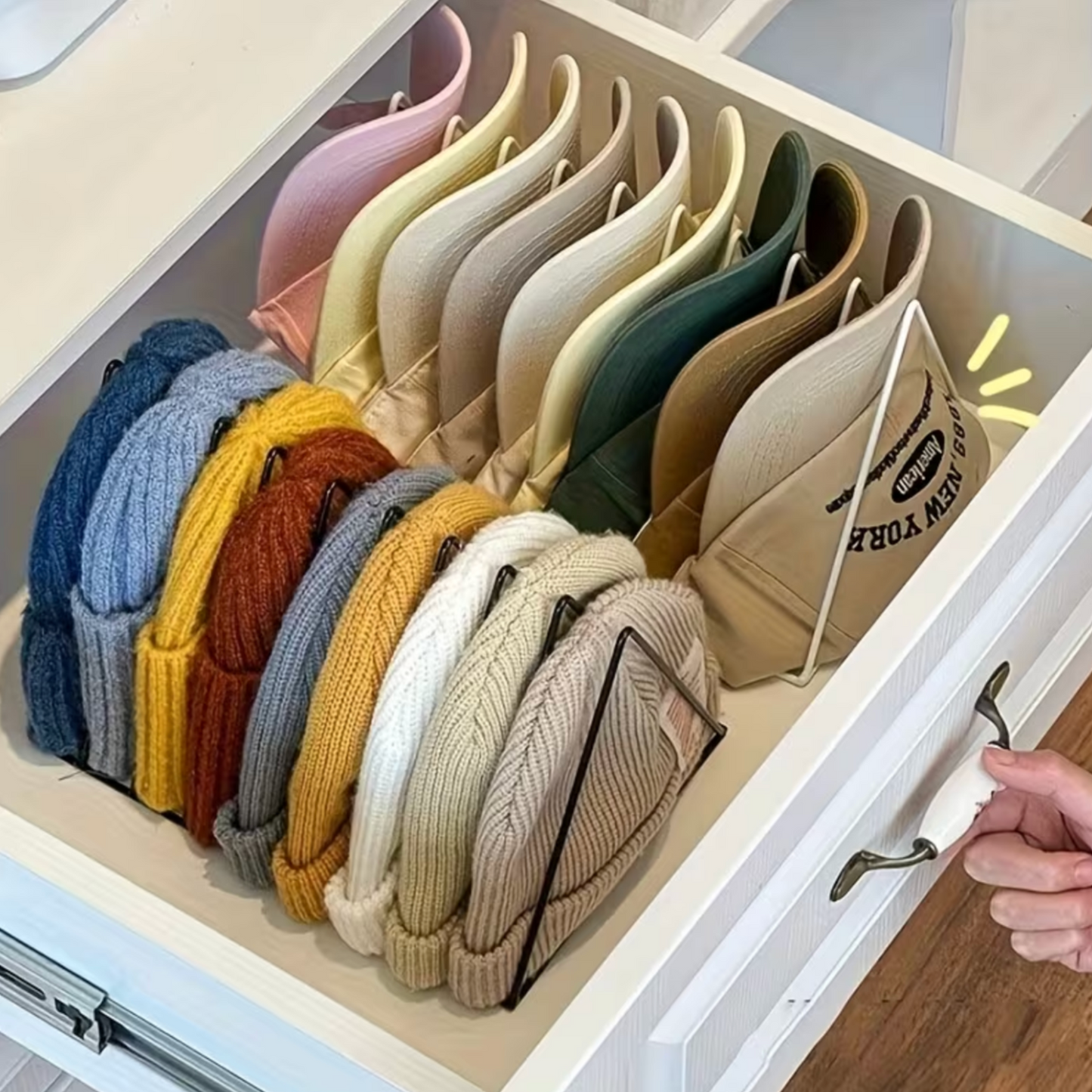 9-Slot Metal Cap & Beanie Organiser Rack