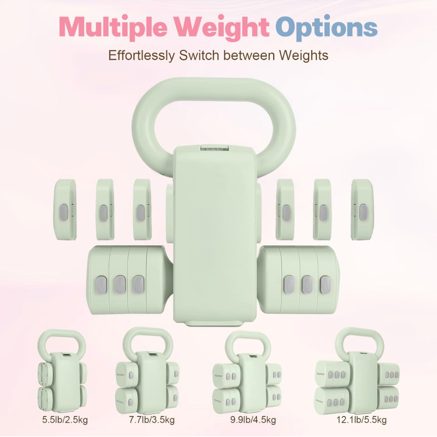 2-In-1 Adjustable Kettlebell and Dumbbell Set