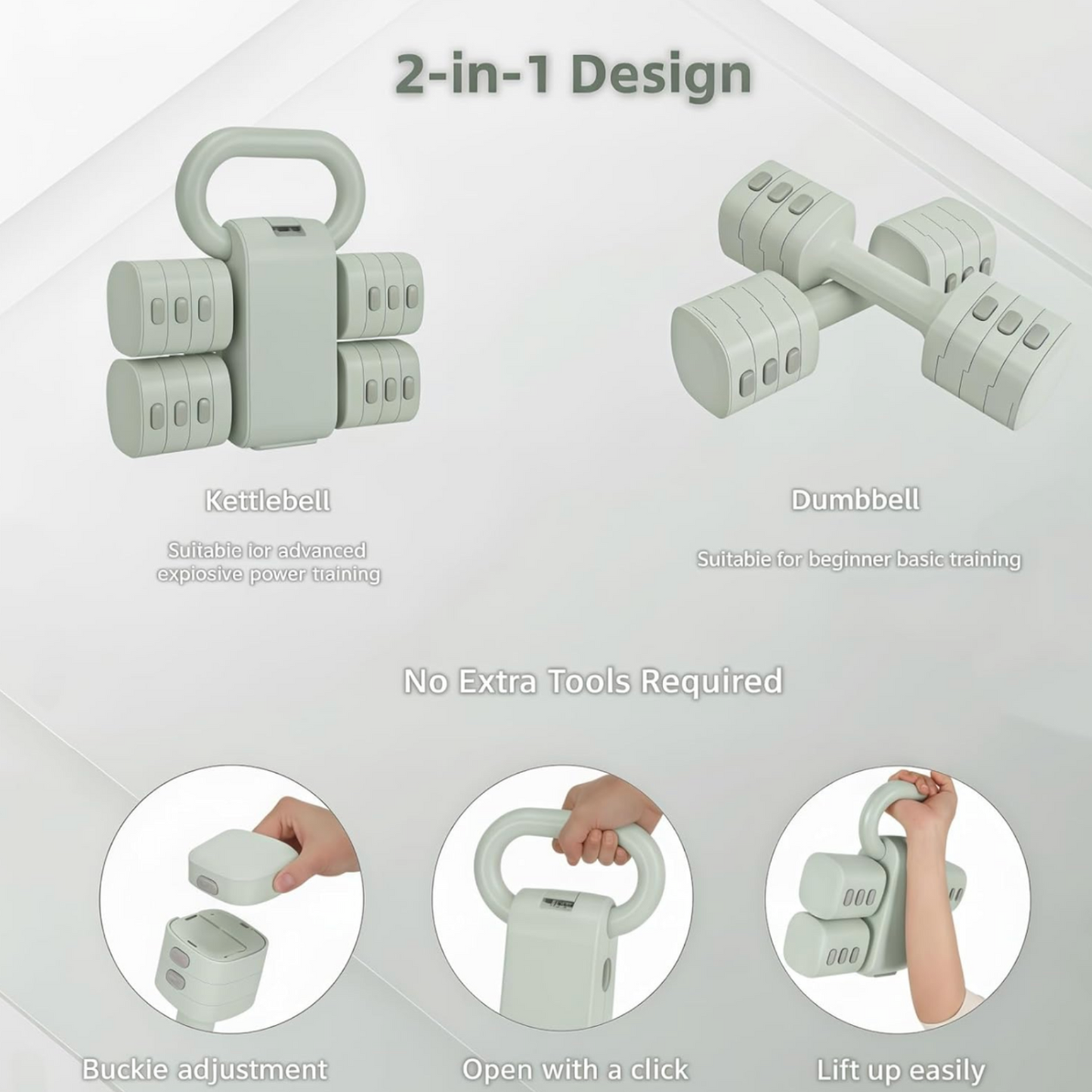 2-In-1 Adjustable Kettlebell and Dumbbell Set