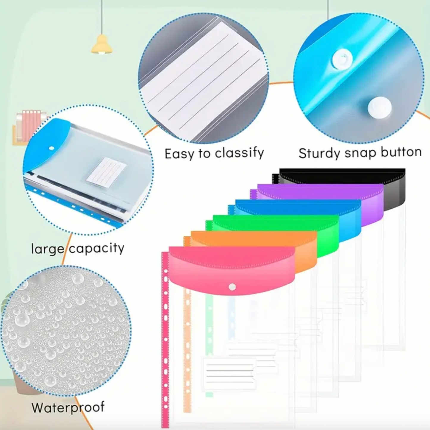 A4 Expanding Envelope File Sleeves - 12 Pack