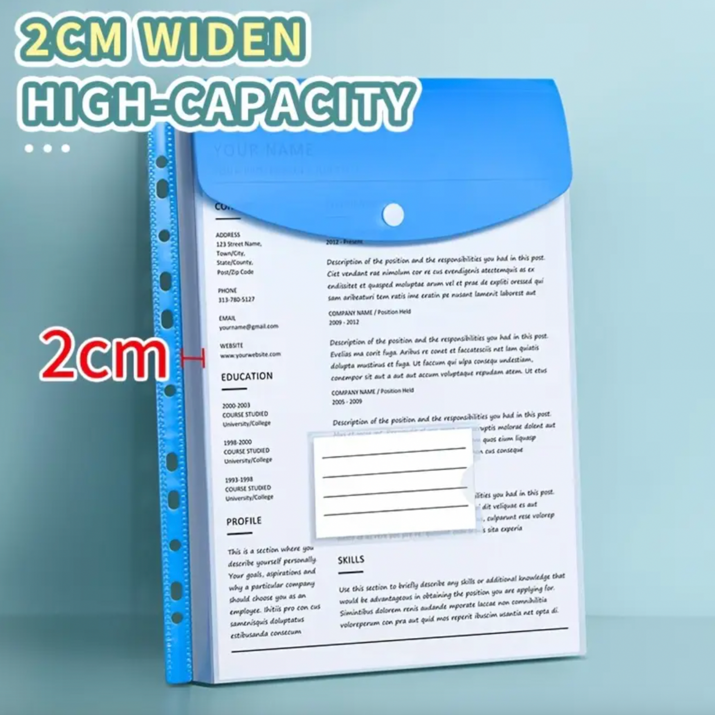 A4 Expanding Envelope File Sleeves - 12 Pack