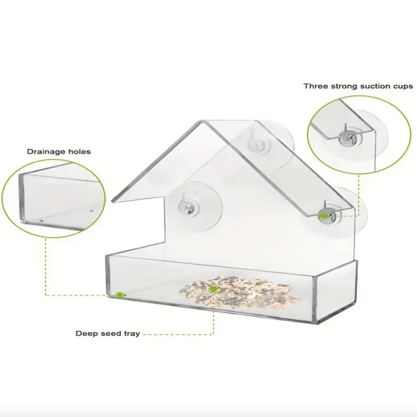 Clear Window Bird Feeder with Suction Cups