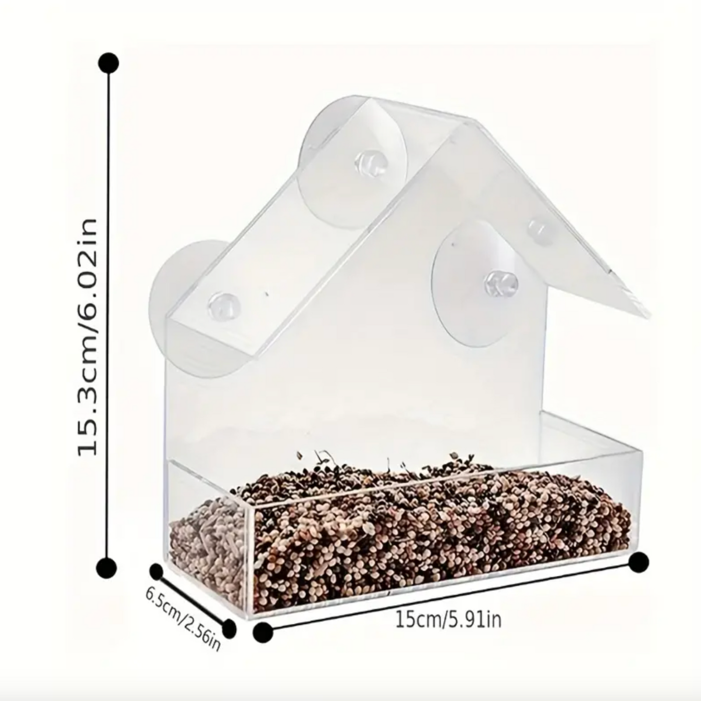 Clear Window Bird Feeder with Suction Cups