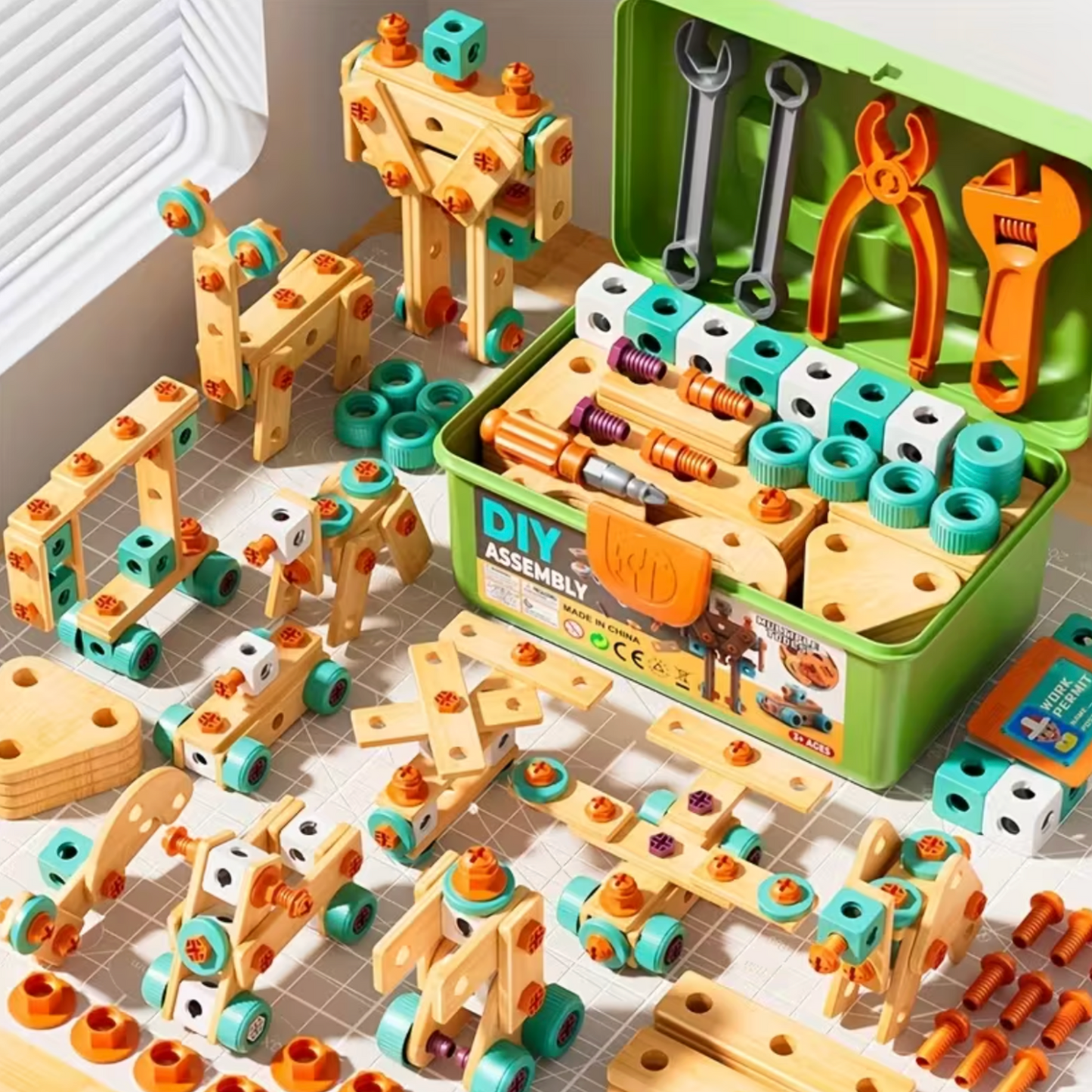 Kids 144 Piece DIY Assembly Toy Toolbox