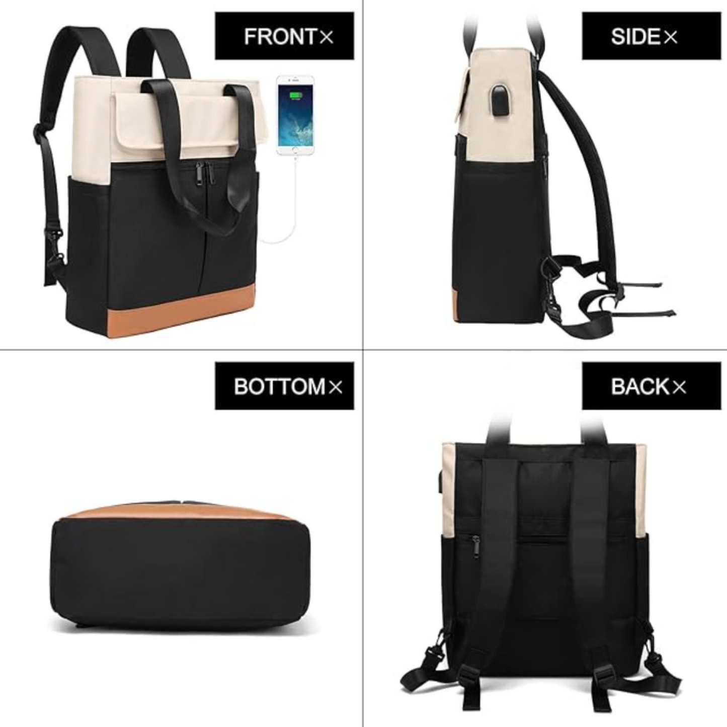 Convertible Backpack and Tote with USB Charging