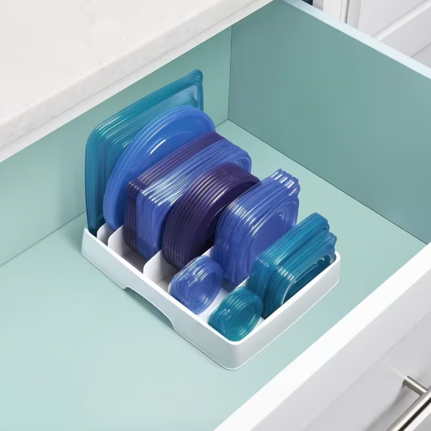 Adjustable Food Storage Container Lid Organiser with 8 Dividers