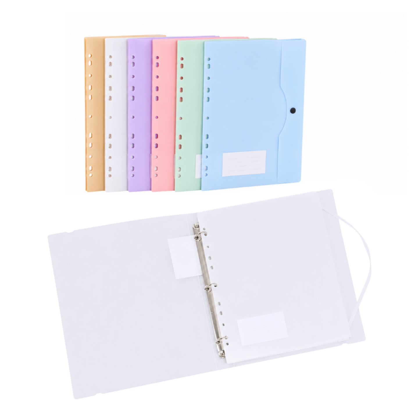 A4 Ring Binder with 6 Colour Envelope Sleeves