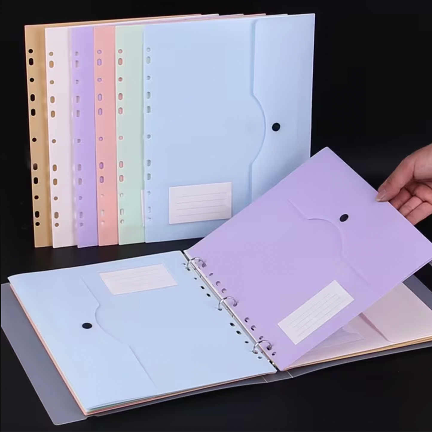A4 Ring Binder with 6 Colour Envelope Sleeves