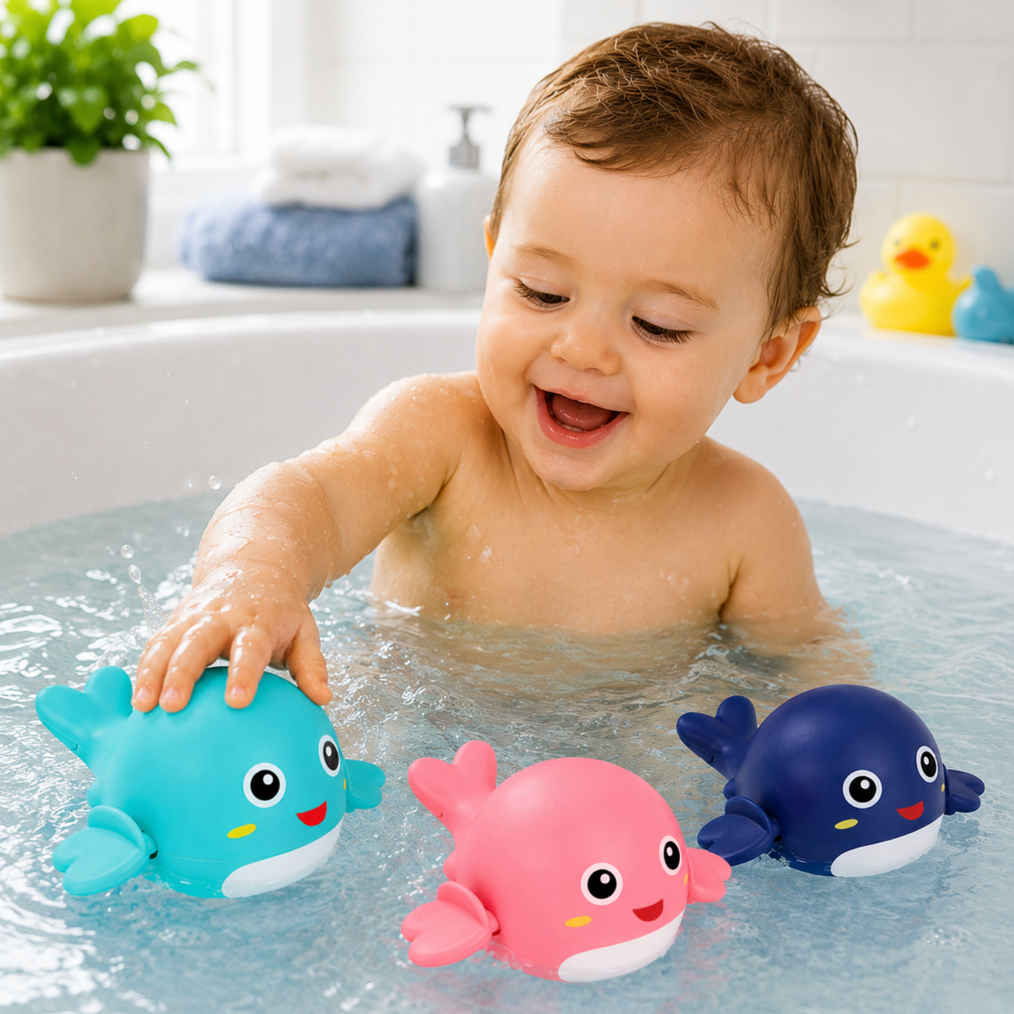 Whale Friend Wind Up Bath Toy - 3 Pack