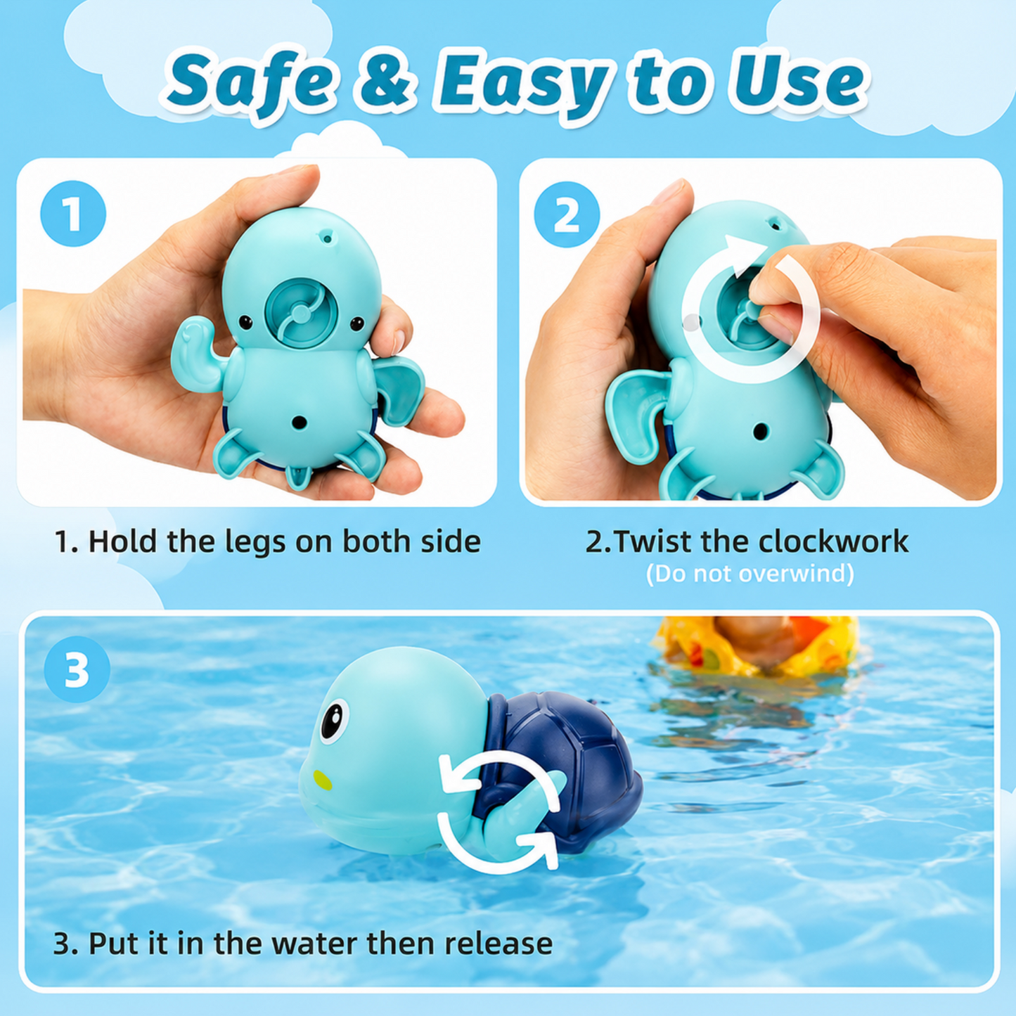Turtle Friend Wind Up Bath Toy - 3 Pack