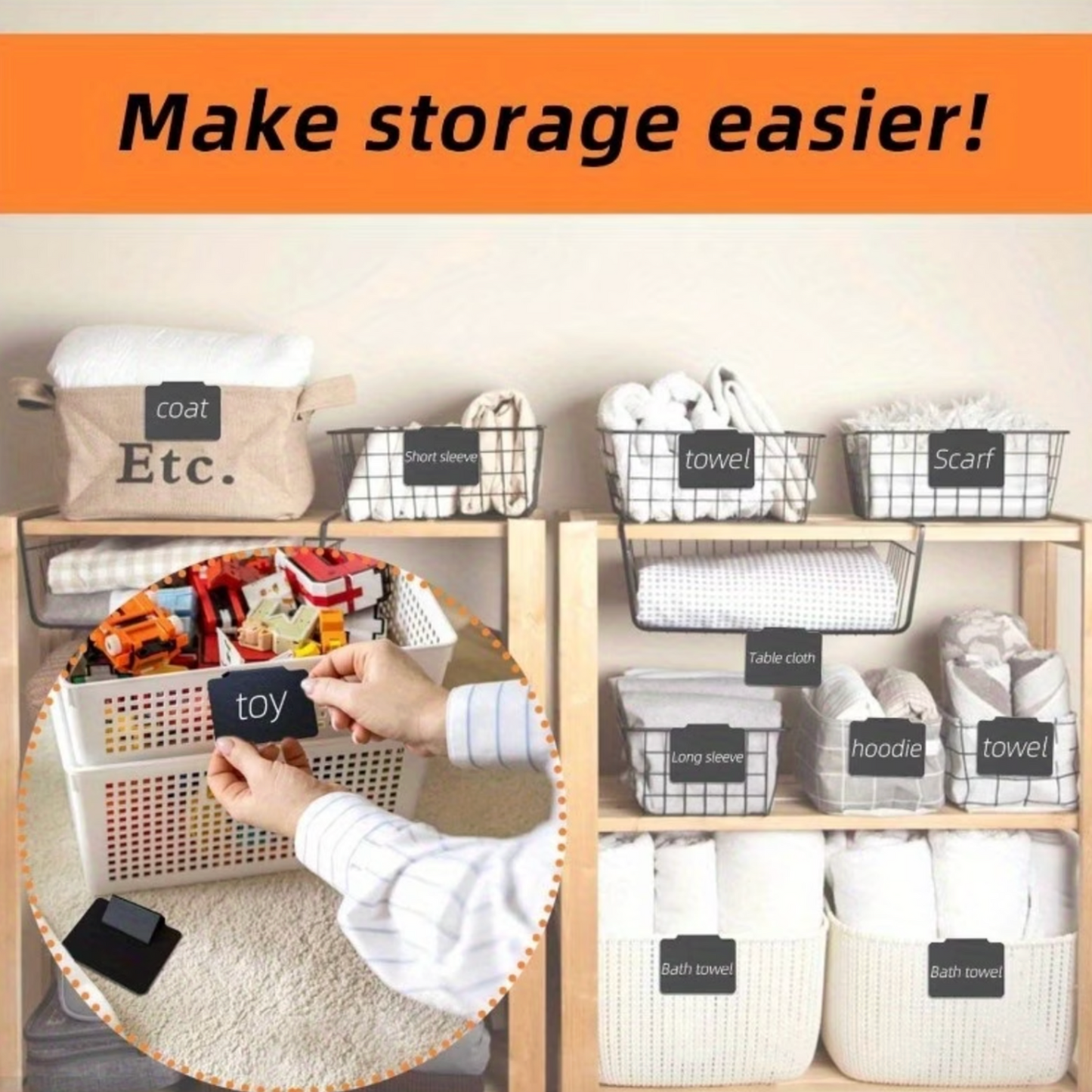 30 Piece Reusable Clip-On Label Set with Chalk Pens