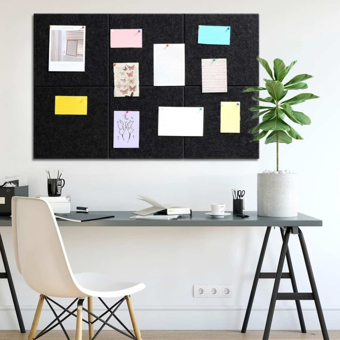 6 Piece Felt Pin Board & Soundproofing Tile Set