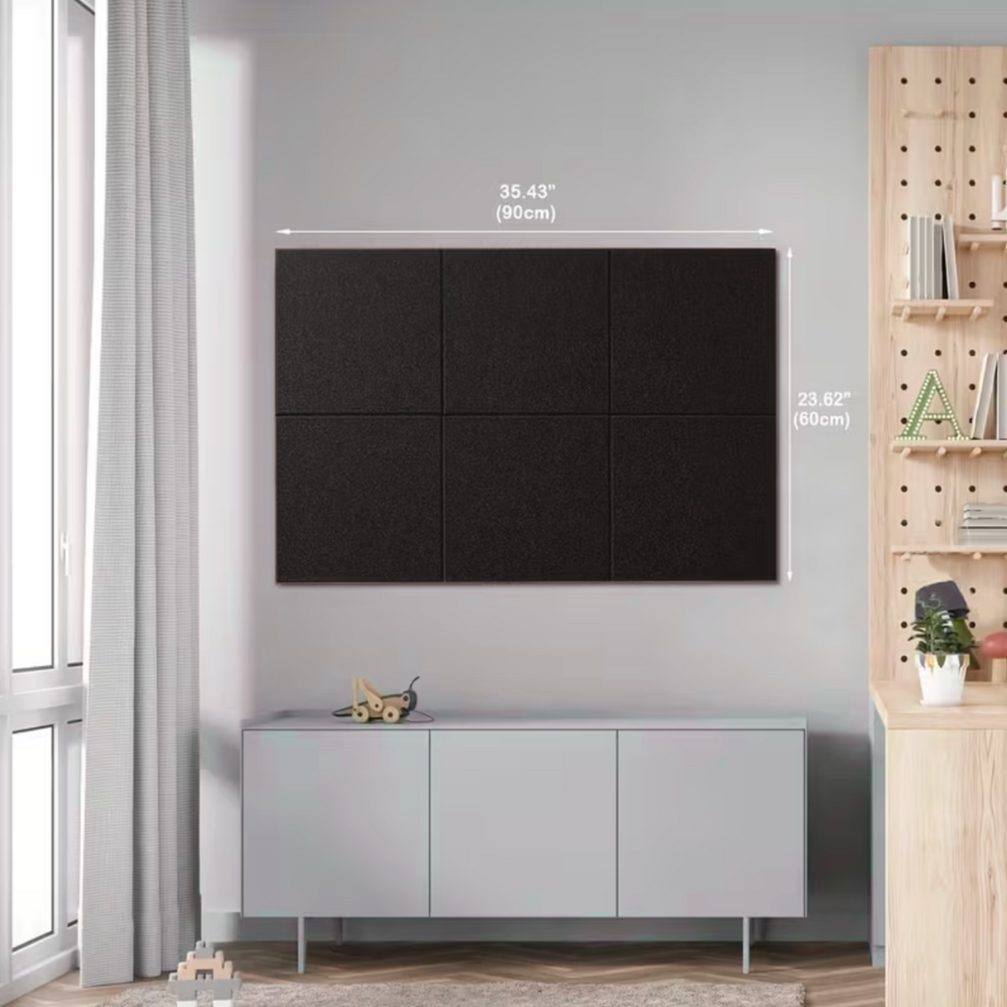 6 Piece Felt Pin Board & Soundproofing Tile Set