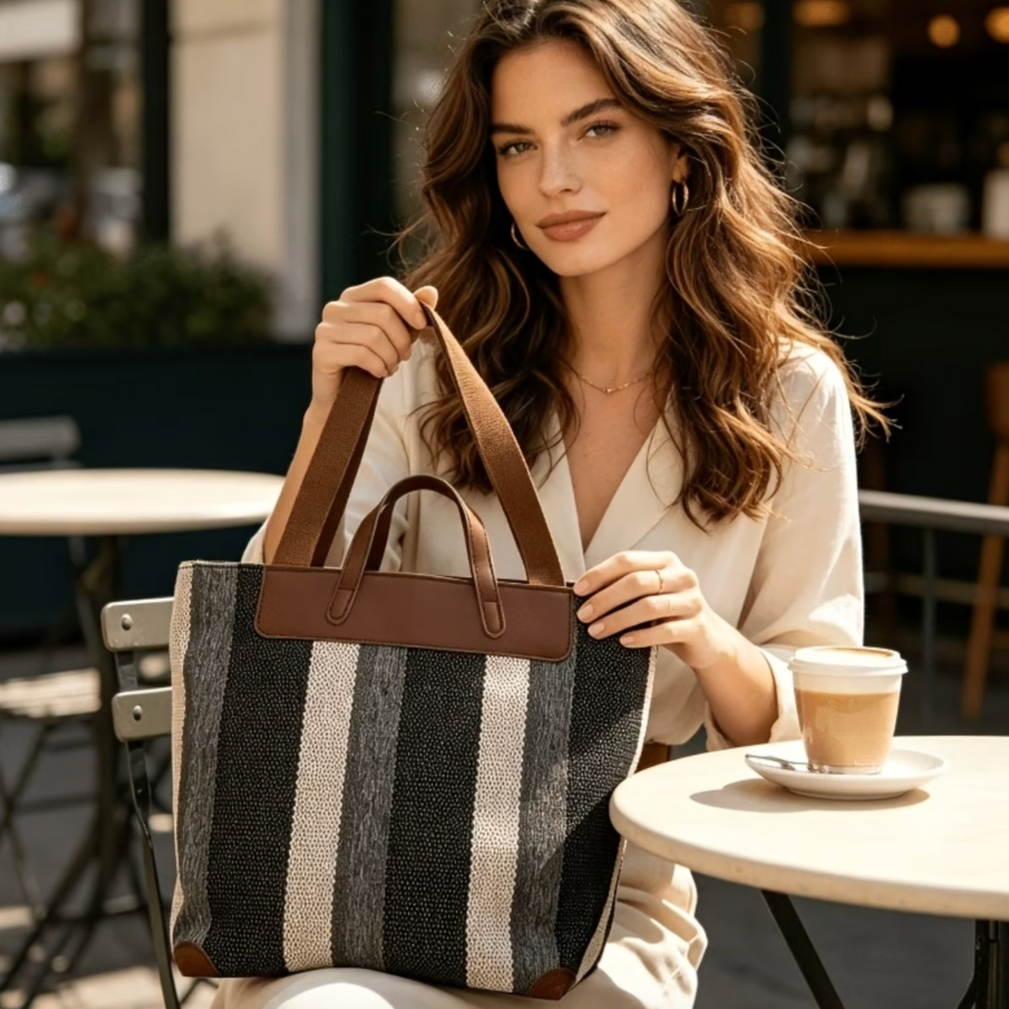 Striped Daily Tote Handbag