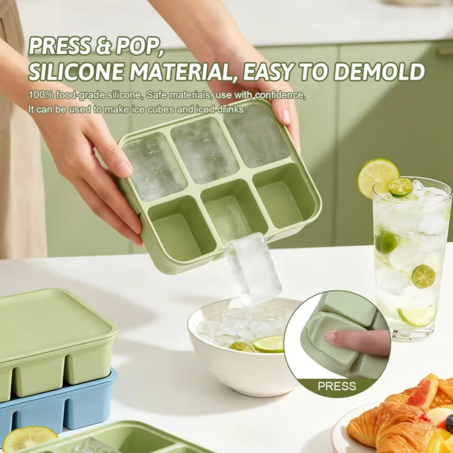6-Compartment Silicone Freezer Tray For Baby Food With Lid
