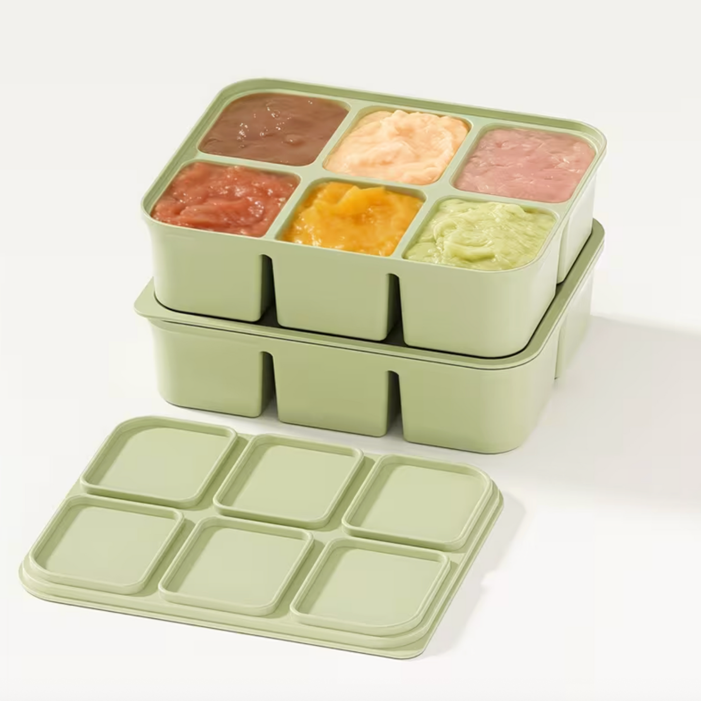 6-Compartment Silicone Freezer Tray For Baby Food With Lid