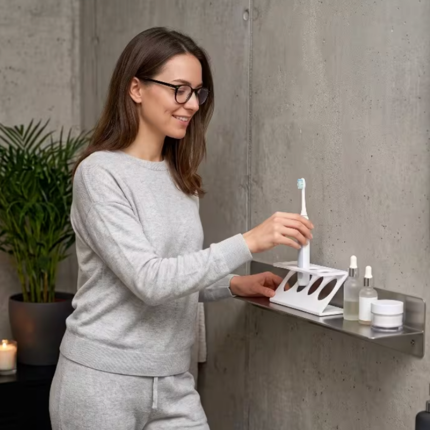 4-Slot Acrylic Toothbrush and Bathroom Countertop Organiser
