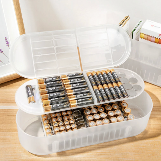 112 Slot Double Layer Battery Organiser with Battery Tester