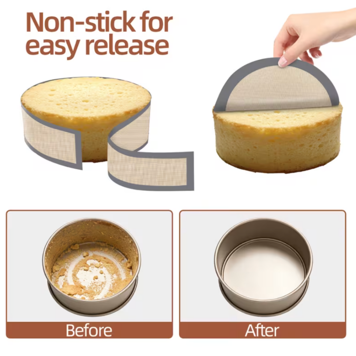 2 Piece Silicone Non-Stick Cake Tin Liner Set