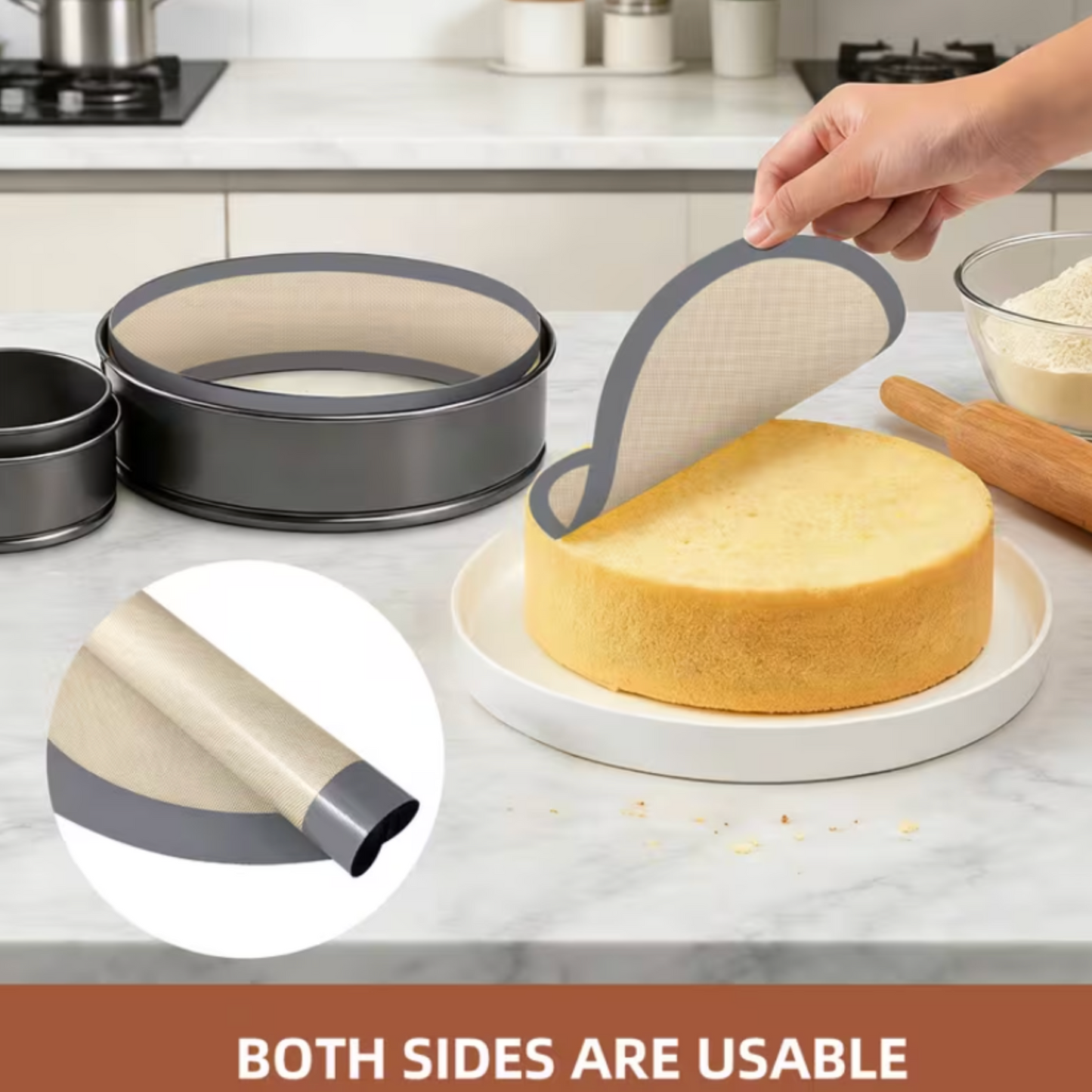 2 Piece Silicone Non-Stick Cake Tin Liner Set