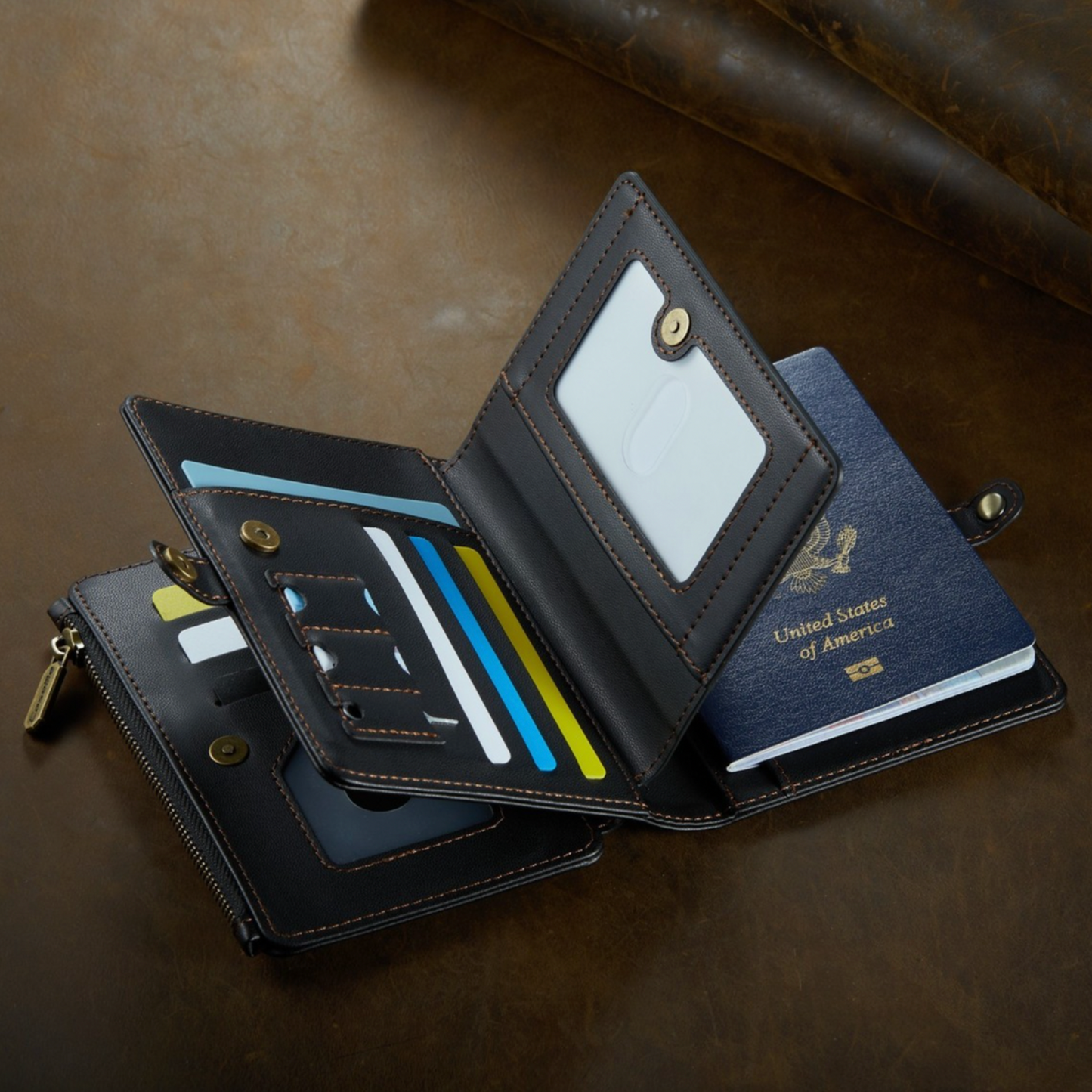 RFID Blocking Multi-Pocket Travel Wallet
