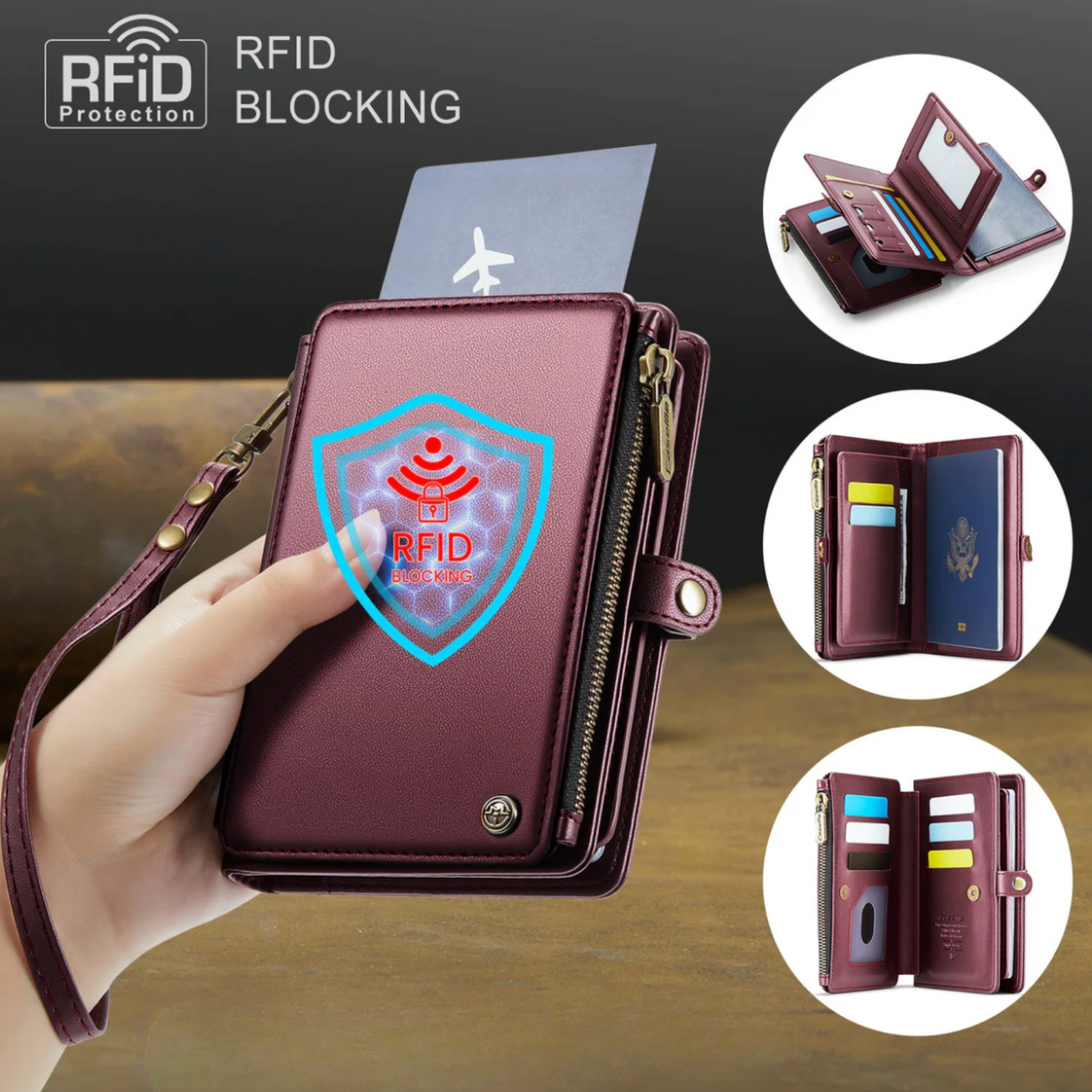 RFID Blocking Multi-Pocket Travel Wallet