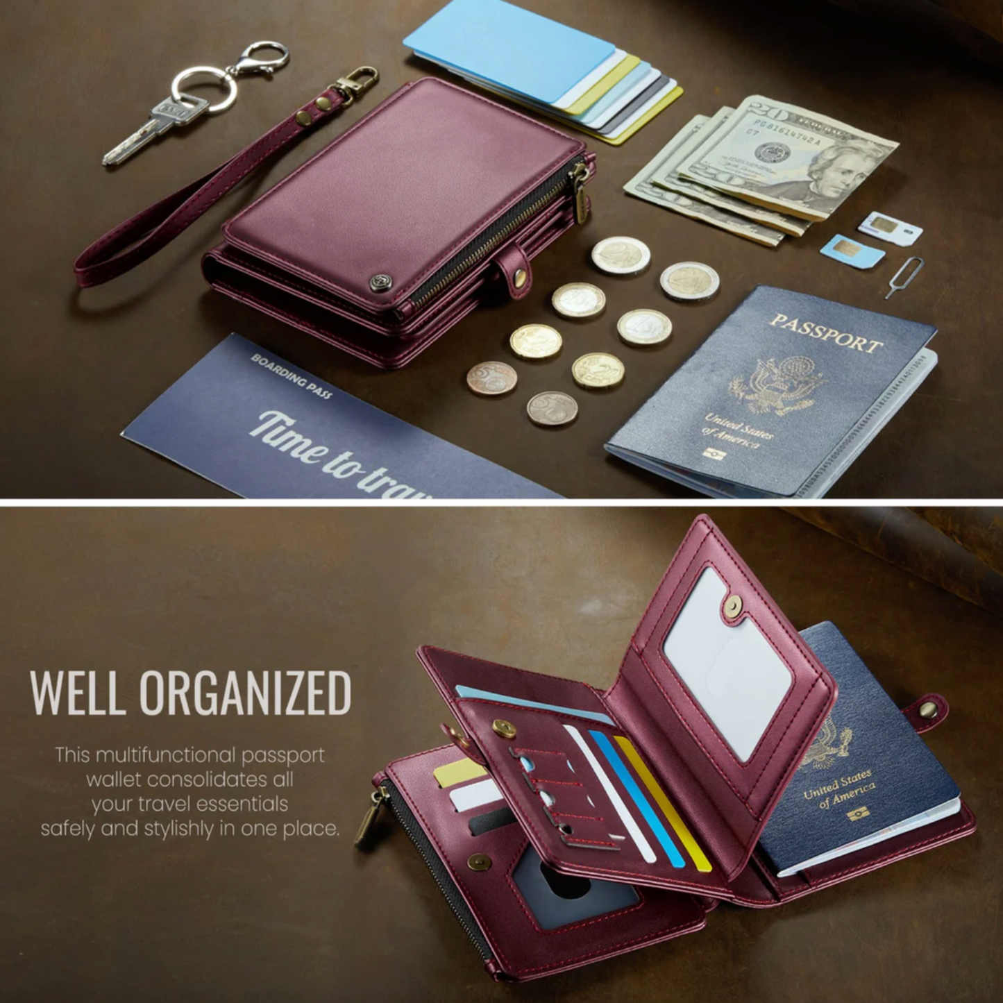 RFID Blocking Multi-Pocket Travel Wallet