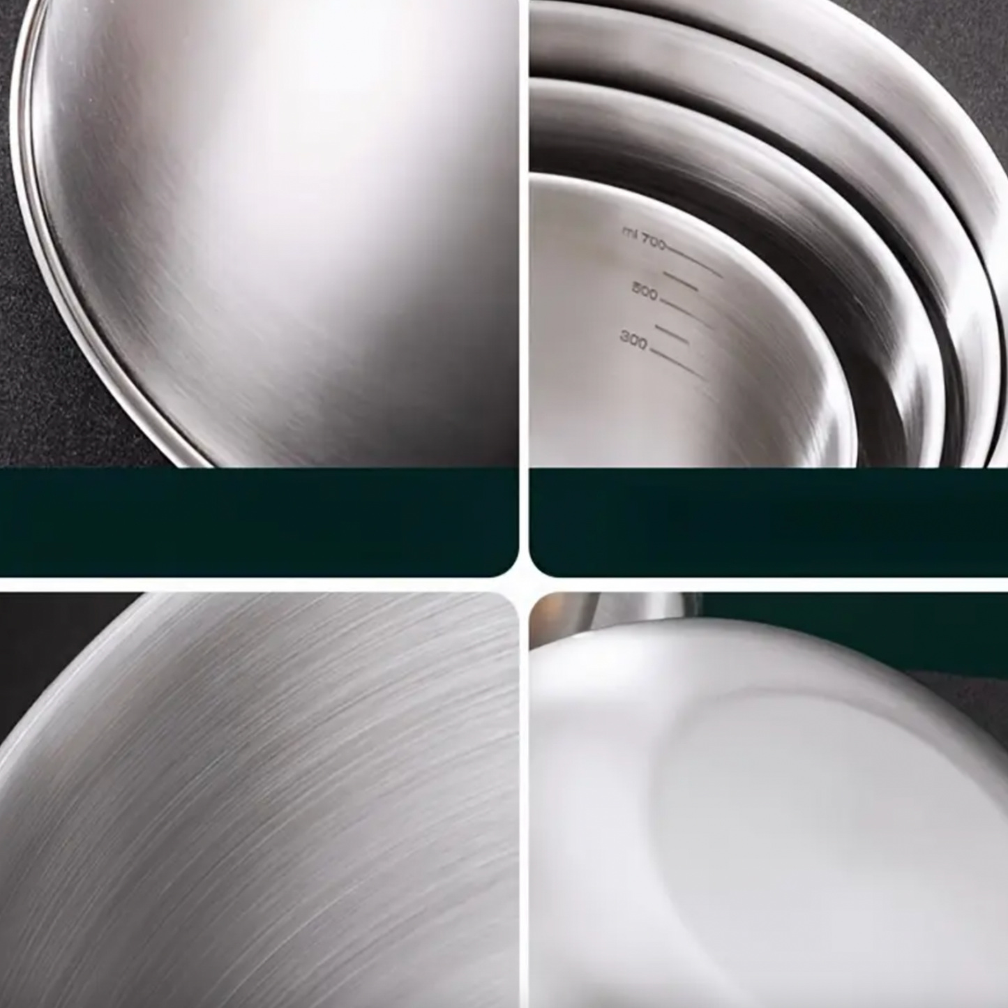 3 Piece SS Mixing Bowl Set with Measurements